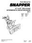 Reproduction. Not for 27 & 29 TWO STAGE INTERMEDIATE SNOWTHROWERS Parts Manual for M1227E M1227EX M1529E