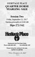 HERITAGE PLACE QUARTER HORSE YEARLING SALE. Hips Restaurant and Club Open Daily Phone (405) Fax (405)