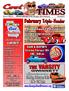 TIMES VARSITY. February Triple-Header THE. Sweetheart Cruise-in. Sunday, February 19th 4:00-7:00 pm.