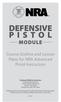 Defensive Pistol. Course Outline and Lesson Plans for NRA Advanced Pistol Instructors