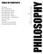 PHILOSOPHY TABLE OF CONTENTS