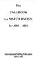 The CALL BOOK. for MATCH RACING. for