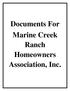 Documents For Marine Creek Ranch Homeowners Association, Inc.