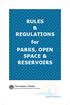 RULES & REGULATIONS for PARKS, OPEN SPACE & RESERVOIRS