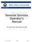 Reverse Osmosis Operator s Manual