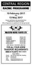 CENTRAL REGION RACING PROGRAMME. 19 February 2017 TO. 13 May 2017