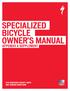 SPECIALIZED BICYCLE OWNER'S MANUAL