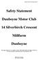 Safety Statement. Dunboyne Motor Club. 14 Silverbirch Crescent. Millfarm. Dunboyne