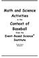 Math and Science Activities. Context of Baseball