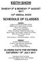 KEITH SHOW SCHEDULE OF CLASSES