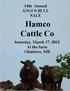 14th Annual ANGUS BULL SALE. Hamco Cattle Co. Saturday, March 17, 2012 At the farm Glenboro, MB