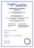 CERTIFICATE OF APPROVAL No CF 877 ZOO HARDWARE LTD