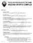 YOUTH SOCCER RULES OF THE GAME ARIZONA SPORTS COMPLEX