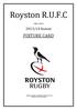 Royston R.U.F.C /14 Season FIXTURE CARD