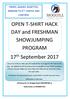 OPEN T-SHIRT HACK DAY and FRESHMAN SHOWJUMPING PROGRAM 17 th September 2017