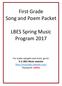 First Grade Song and Poem Packet. LBES Spring Music Program 2017