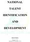 NATIONAL TALENT IDENTIFICATION AND DEVELOPMENT