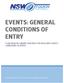 EVENTS: GENERAL CONDITIONS OF ENTRY