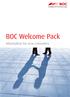BOC Welcome Pack. Information for new customers