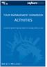 TOUR MANAGEMENT HANDBOOK ACTIVITIES. A practical guide for group leaders to manage safety on tour