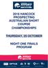 2018 HANCOCK PROSPECTING AUSTRALIAN SHORT COURSE CHAMPIONSHIPS THURSDAY, 25 OCTOBER NIGHT ONE FINALS PROGRAM