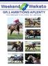 Waikato. Weekend GR.1 AMBITIONS APLENTY THIS WEEKEND S WS-SIRED GR.1 BRIGADE. GOLD AMBITION by Savabeel Gr.1 Rosehill Guineas