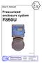 User's manual Pressurized enclosure system F850U