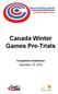 Canada Winter Games Pre-Trials
