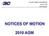 NOTICES OF MOTION 2010 AGM