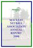 MACLEAY NETBALL ASSOCIATION ANNUAL REPORT 2006