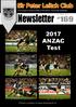 Newsletter. Sir Peter Leitch Club ANZAC Test. Photos courtesy of   10 th May 2017
