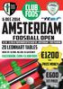Amsterdam. foosball open. 20 leonhart tables. 6 dec prize money. 1st prize. facebook.com/clubfoos. Music by: DJ rob, MR.