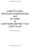 CONSTITUTION, ARTICLES of ASSOCIATION and BY LAWS of NORTHERN DISTRICT TAXI GOLF CLUB