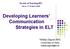 Developing Learners Communication Strategies in ELT