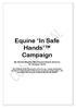 Equine In Safe Hands Campaign. By Sandra Murphy BSc Equine Sports Science 6 th October 2016