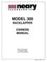 MODEL 300 BACKLAPPER OWNERS MANUAL
