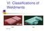VI Classifications of Weldments