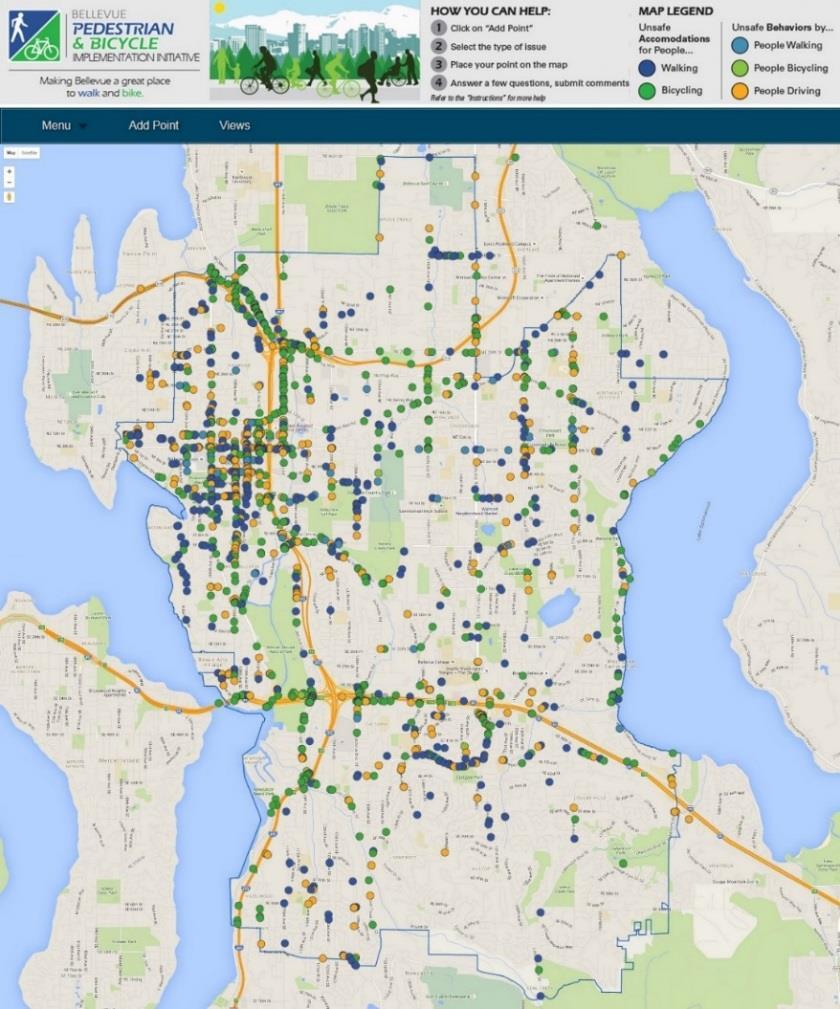 Fall 2015: Locations that feel unsafe for people walking and bicycling.