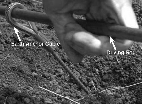 Note: No more than 30 cm (12 in) of earth anchor cable should be out of the ground once it has been locked into place. 10. Finish installing the remaining three earth anchors as described above.