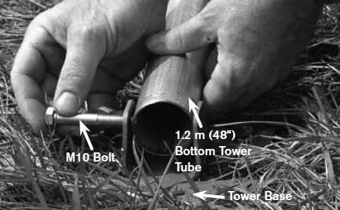 Join the tower tubes together using a soft-faced mallet or hammer. Use a piece of wood between the tube and the mallet to protect the end of the tube.