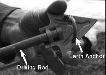Repeat for the third and forth anchors. With the tower base in the center, the third and fourth earth anchors should form a line perpendicular to the line formed by the first two earth anchors. 4.