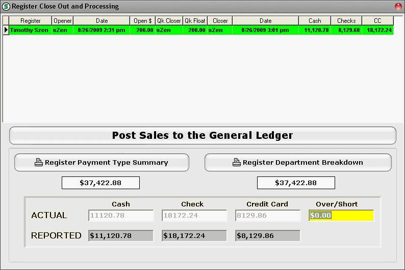 204 Full Eighteen Manual -This opens the Register Closeout and Processing Screen -HIGHLIGHT the desired till -SELECT the 'Process Highlighted Register' button -This changes the bottom half of the