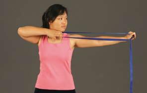 While in the Starting Position (photo 1) (bow arm 12 from the front leg and the draw hand on stomach), turn the head toward the target and pull the back of the draw shoulder toward the spine to