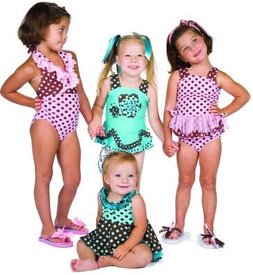 Opposites Attract Fashion Swimwear Sizes Girls and Boys: 2, 3, 4, 5, 6, 6x, 7, 8, 10; Infants: 0 6, 12 24 Style F8A951 Ruffle Two Tank Style F8A981 Style F8A941 Bathing Beauty Style F8A963 Halter