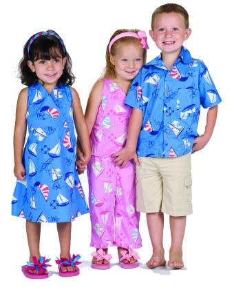 Sailin On 100% Woven Cotton Sizes Girls and Boys: 2, 3, 4, 5, 6, 6x, 7, 8; Infants: 0 6, 12 24 Style C8O505 Halter Style C8O515 Style