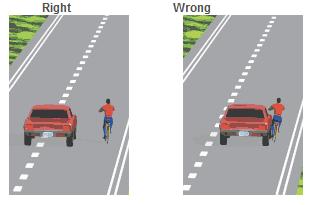 Bike paths are shared by bicyclists and pedestrians. Remember that bicyclists are required to yield the right of way to pedestrians.