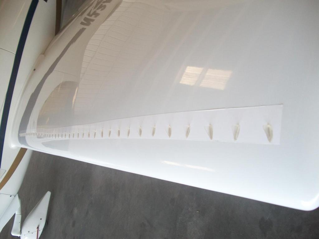 Glider wing tape used for experimenting When both wings are finished, go back and push down on the VGs and ensure they are secure to the surface. Your installation is now complete.