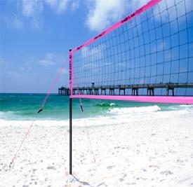 Ball As the name of the sport is volleyball so a ball is the centre of the play. The spherical ball used in beach volleyball is either made up of flexible synthetic material or leather.