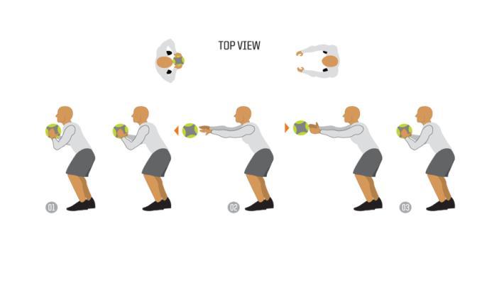 Make sure the ball is released off the first and second fingers of both hands, and follow through to finish up with the arms fully extended, fingers pointing at the target and palms facing the floor.