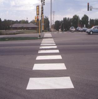 CROSSWALKS, STOP BARS & PEDESTRIAN RAMPS Refer to the Plan to layout the crosswalks and pedestrian curb ramps where they intersect the curb.